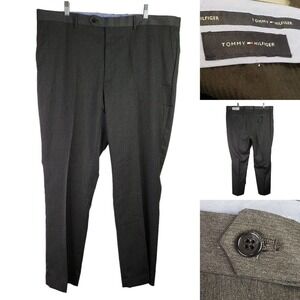 Tommy Hilfiger Dress Pants Mens 42x30 Gray Solid Modern Flex Performance